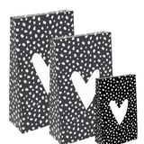 Kraft papieren zakken (S) wit hart met dots - 5 stuks